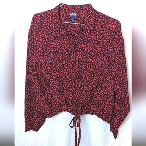 Scoop Red and Navy Animal Print Drawstring Waist‎ Maximalist Artsy